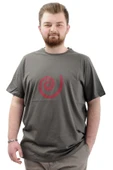 Mode XL Büyük Beden Erkek Tişört Baskılı Pamuklu Bisiklet Yaka T-Shirt SPIRAL U24065 Haki thumbnail 1