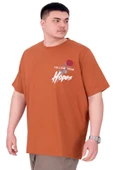 Mode XL Büyük Beden Erkek T-Shirt Bisiklet Yaka ROSE U25032 Tarçın thumbnail 4