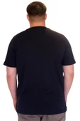 Mode XL Büyük Beden Erkek T-Shirt Bisiklet Yaka TIGER Baskılı U25007 Lacivert thumbnail 3