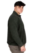Mode XL Büyük Beden Erkek Polo Yaka Sweatshirt Baskılı Selanik U24440 Haki thumbnail 3
