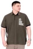Mode XL Büyük Beden Erkek T-Shirt Polo Yaka REAL U25309 Haki thumbnail 1