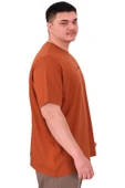 Mode XL Büyük Beden Erkek T-Shirt Bisiklet Yaka FREEDOM U25033 Tarçın thumbnail 2