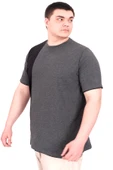 Mode XL Büyük Beden Erkek T-Shirt Parçalı MD08 U22134 Antrasit thumbnail 1