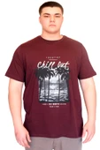 Mode XL Büyük Beden Erkek T-Shirt Bisiklet Yaka CHILL OUT Baskılı U25008 Mürüdm thumbnail 1