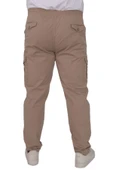 Mode XL Büyük Beden Pantolon Keten Kargo Jogger Milano 21912 Cappuccino thumbnail 3