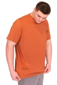 Mode XL Büyük Beden Erkek T-Shirt Bisiklet Yaka FAULTLESS Basklılı U25011 Tarçın thumbnail 4