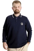 Mode XL Büyük Beden Erkek Sweat Polo Selanik Horse 23440 Lacivert thumbnail 1