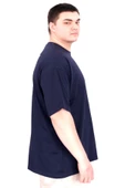 Mode XL Büyük Beden Erkek T-Shirt Bisiklet Yaka FAITH U25030 Lacivert thumbnail 3