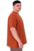 Mode XL Büyük Beden Erkek T-Shirt Bisiklet Yaka ROSE U25032 Tarçın thumbnail 2