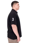 Mode XL Büyük Beden Erkek T-Shirt Polo Yaka H BROUDED U25312 Siyah thumbnail 4