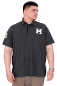 Mode XL Büyük Beden Erkek T-Shirt Polo Yaka H BROUDED U25312 Antrasit thumbnail 1