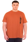 Mode XL Büyük Beden Erkek T-Shirt Bisiklet Yaka NOT DEFINETS Baskılı U25009 Tarçın thumbnail 1