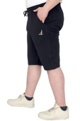 Mode XL Büyük Beden Erkek Şort 2 İplik Nakışlı U25502 Siyah - 3