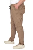 Mode XL Büyük Beden Pantolon Keten Kargo Jogger Milano 21912 Cappuccino thumbnail 1