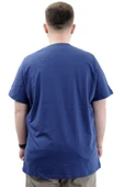 Mode XL Erkek Büyük Beden T-Shirt Pamuklu Baskılı Bisiklet Yaka Tişört NUMBER U24051 İndigo thumbnail 4