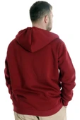 Mode XL Erkek Sweat Kapşonlu Fermuarlı 22531 Bordo thumbnail 3
