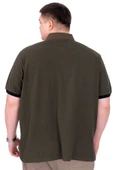 Mode XL Büyük Beden Erkek T-Shirt Polo Yaka REAL U25309 Haki thumbnail 3