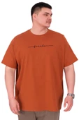 Mode XL Büyük Beden Erkek T-Shirt Bisiklet Yaka FREEDOM U25033 Tarçın thumbnail 1