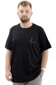 Mode XL Büyük Beden Erkek Tişört Baskılı Bisiklet Yaka Yumuşak Dokulu U24083 Siyah thumbnail 1