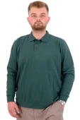 Mode XL Büyük Beden Erkek Polo Yaka Sweatshirt Nakışlı U24340 Nefti thumbnail 1
