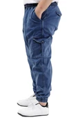 Mode XL Büyük Beden Erkek Kot Jogger Kargo Cepli TORONTO 23917 Mavi thumbnail 3