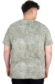 Mode XL Büyük Beden Erkek T-Shirt Bisiklet Yaka Aşındırma Baskı U20037 Haki thumbnail 4