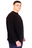 Mode XL Büyük Beden Erkek Bisiklet Yaka Sweatshirt Selanik U24441 Siyah thumbnail 7