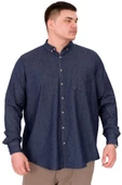 Mode XL Büyük Beden Erkek Uzun Kol Kot Gömlek U24391 Lacivert - 1