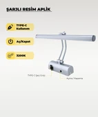 Şarjlı Krom Flüt Aplik 3200K Sarı Işık – Elektrik Gerektirmez thumbnail 1