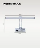 Şarjlı Krom Flüt Aplik 3200K Sarı Işık – Elektrik Gerektirmez thumbnail 2