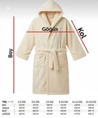 Bayaz Kapüşonlu Pamuklu Çocuk Bornozu - Palmiye Nakışlı thumbnail 4