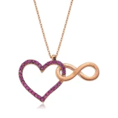 pilelistore 925 Ayar Gümüş Kalbim Sonsuza Kadar Seninle Kolye - 1