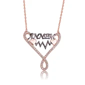 pilelistore 925 Ayar Gümüş Annem Yazılı Sonsuzluk Kolye - 1