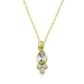 pilelistore 925 Ayar Gümüş Çiğ Damlası Tektaş Bayan Gümüş Kolye - 1