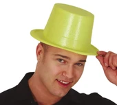 Floresan Sarı Renk Simli Uzun Fötr Melon Şapka 12 cm thumbnail 1