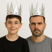 GümüşRenkEvaYumuşakKralKraliyetTacıYetişkinÇocukUyumlu55cm thumbnail 1