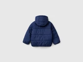 Erkek Bebek Lacivert Sol Göğsü Logo Yamalı Önü Cepli Kapüşonlu Fermuarlı Mont - 2