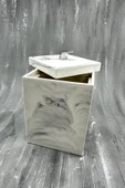 Mermer Desenli Banyo Tuvalet Wc Mini Boy Beton Çöp Kovası 2 Litre - 1