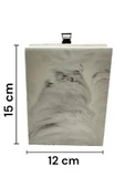 Mermer Desenli Banyo Tuvalet Wc Mini Boy Beton Çöp Kovası 2 Litre - 2