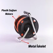 Plastik Makaralı Uzatma Kablosu 3x1.5 mm 30 Metre Termal Sigortalı 4 Prizli CCA Monofaze Seyyar thumbnail 3