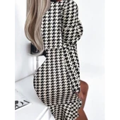 Lucky Life Kadın Uzun Kollu Kruvaze Yaka Kazayağı Mikro Mini Boy Elbise - 1