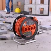 Plastik Makaralı Uzatma Kablosu 3x1.5 mm 30 Metre Termal Sigortalı 4 Prizli CCA Monofaze Seyyar thumbnail 5