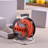 Plastik Makaralı Uzatma Kablosu 3x1.5 mm 30 Metre Termal Sigortalı 4 Prizli CCA Monofaze Seyyar thumbnail 4