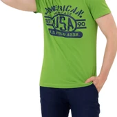 Erkek Elma Yeşili Bisiklet Yaka Tişört thumbnail 6