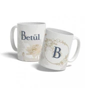 Kişiye Özel Yuvarlak "B" Harfi Temalı Baskılı Kupa thumbnail 4