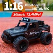 1:16 Off Road Şarjlı RC Uzaktan Kumandalı Renkli Farlar Siyah Arazi Aracı 20 Km/s Hızında Hediyelik Oyuncak - 2