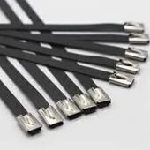 Paslanmaz Çelik Kablo Bağı Cırt Kelepçe 7,9X370 Siyah 304 kalite Polyester Kaplı Tork 100 'Lü Paket - 1