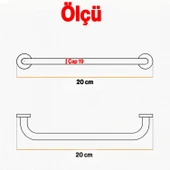 Tutunma Barı 19 Çap 20 cm Paslanmaz Çelik Krom Duvar Tipi Banyo Tuvalet Destek Barı Tutma Aparatı thumbnail 3