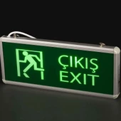 Acil Çıkış Levhası, 3 Watt Ledli EXIT, 3 Saat Şarjlı, Elektrikle Çalışır, Çift Yönlü Çıkış Levhası - 2