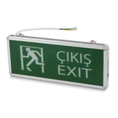Acil Çıkış Levhası, 3 Watt Ledli EXIT, 3 Saat Şarjlı, Elektrikle Çalışır, Çift Yönlü Çıkış Levhası - 3